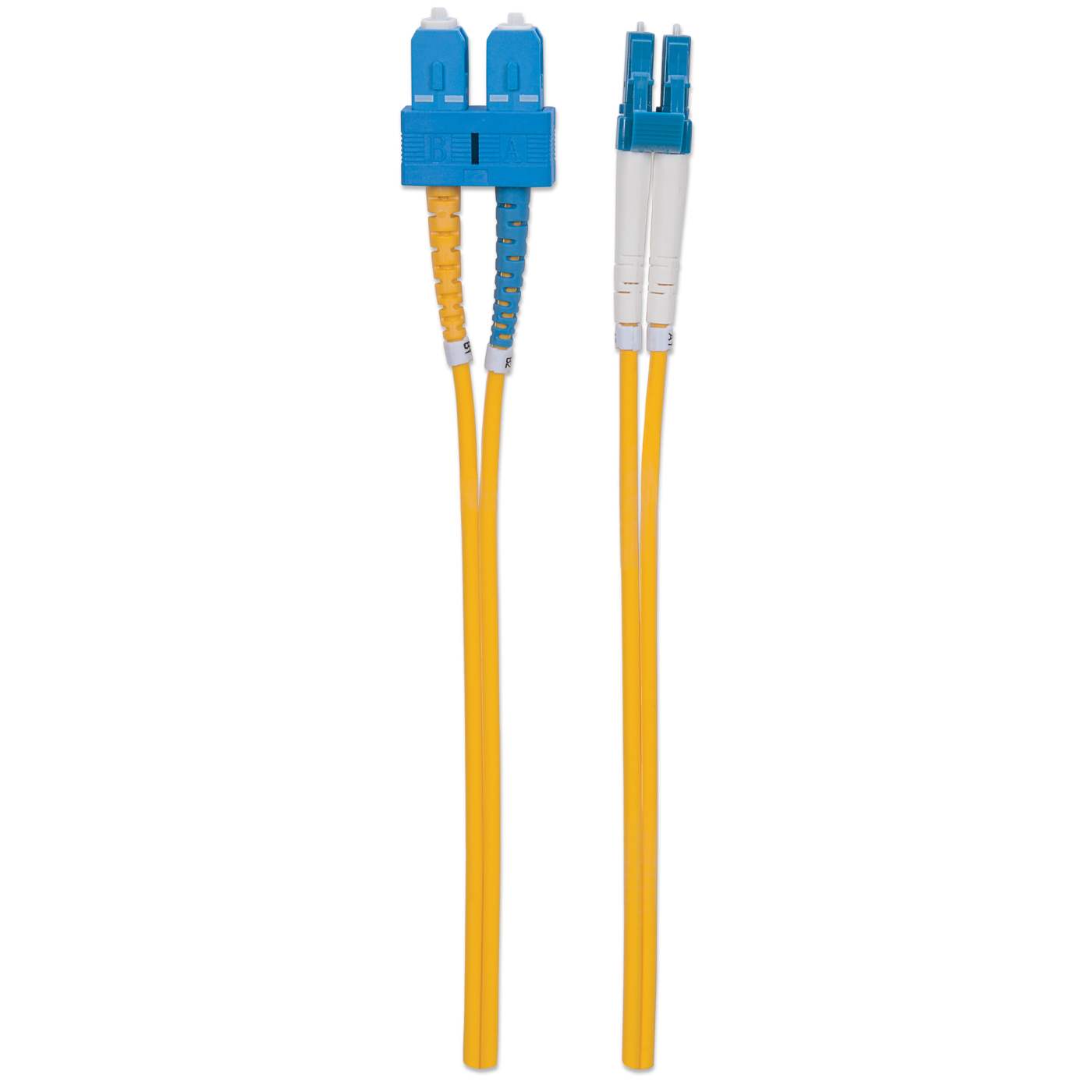 10 m LC to SC UPC Fiber Optic Patch Cable, 3.0 mm, Duplex, LSZH, OS2 Singlemode, Yellow Image 5