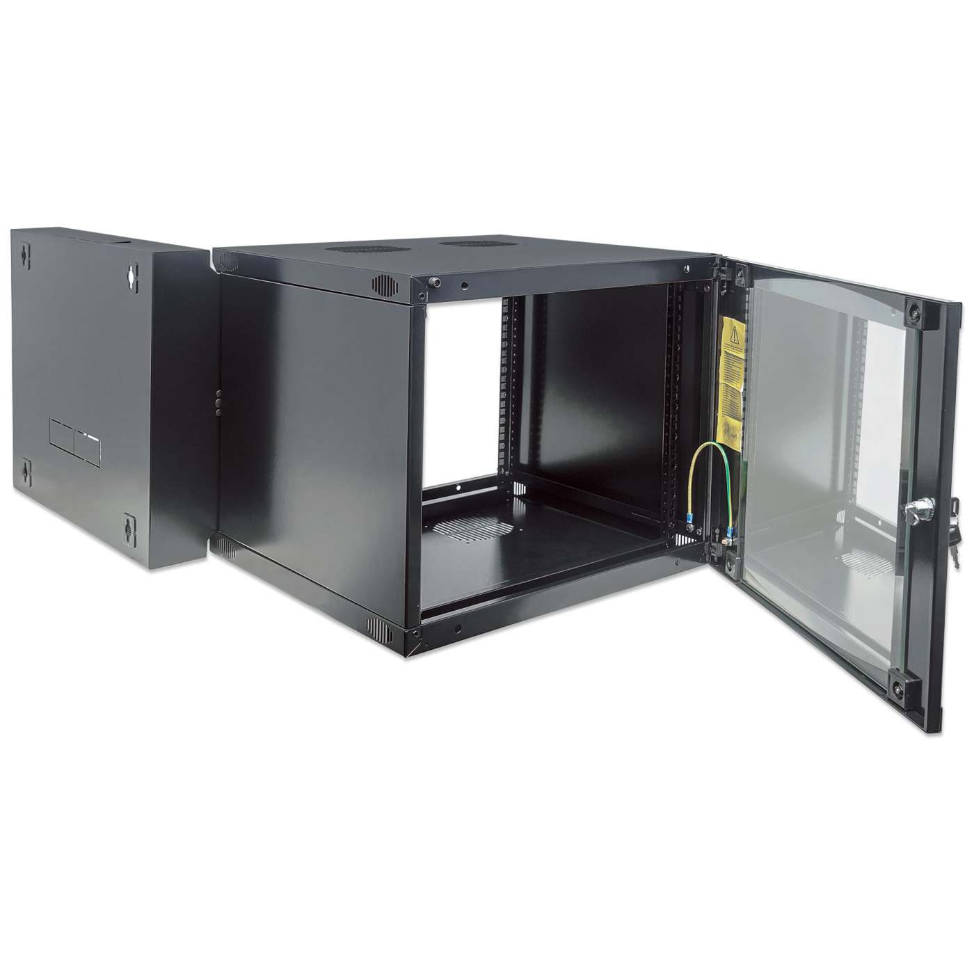 19" Double Section Wallmount Cabinet, 9U, 600 mm (23.6 in.) Depth, Black Image 7