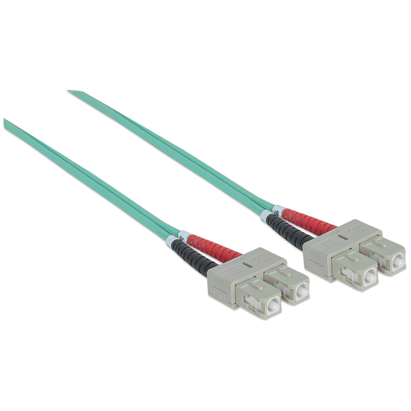 2 m SC to SC UPC Fiber Optic Patch Cable, 3.0 mm, Duplex, LSZH, OM3 Multimode, Aqua Image 3