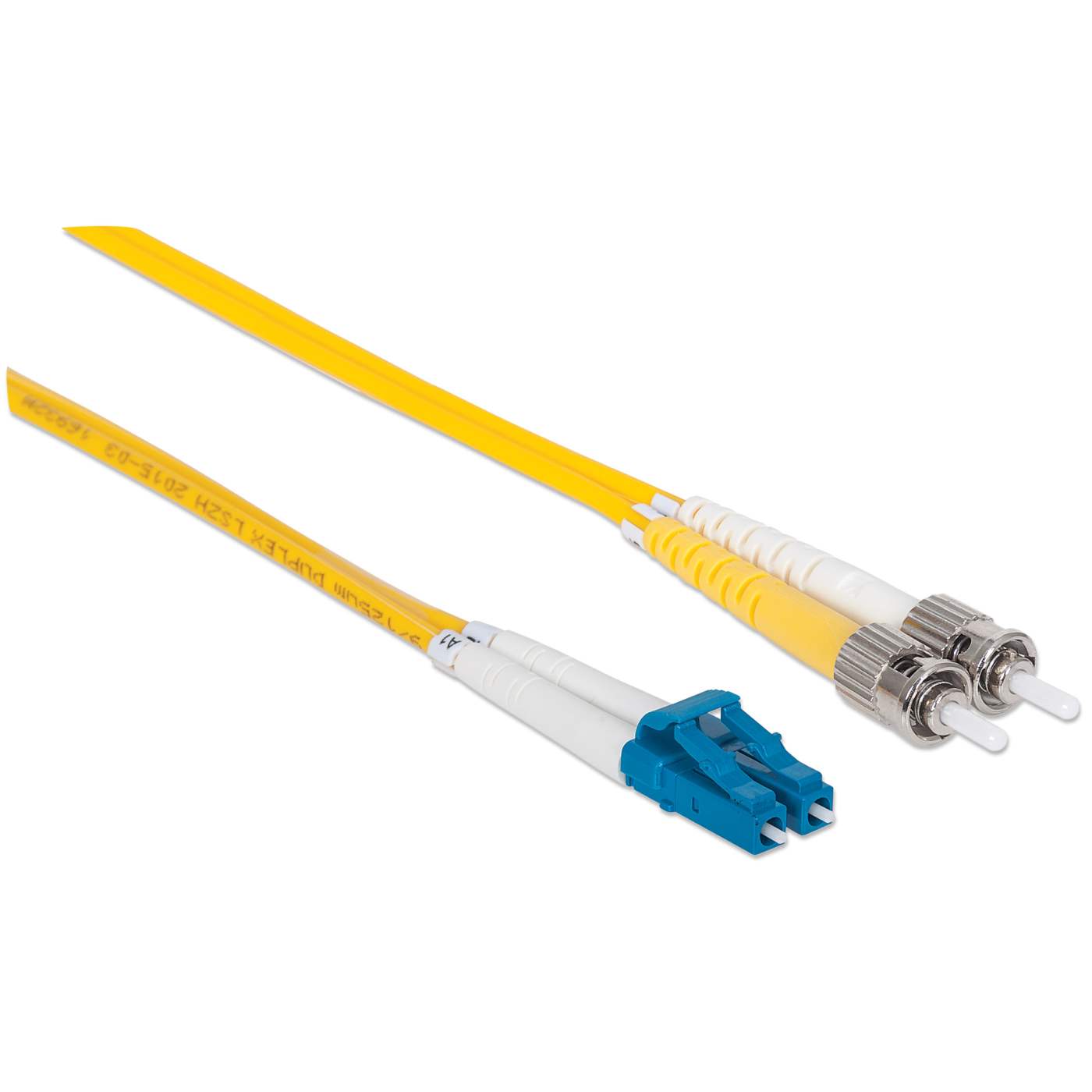 20 m LC to ST UPC Fiber Optic Patch Cable, 3.0 mm, Duplex, LSZH, OS2 Singlemode, Yellow Image 3