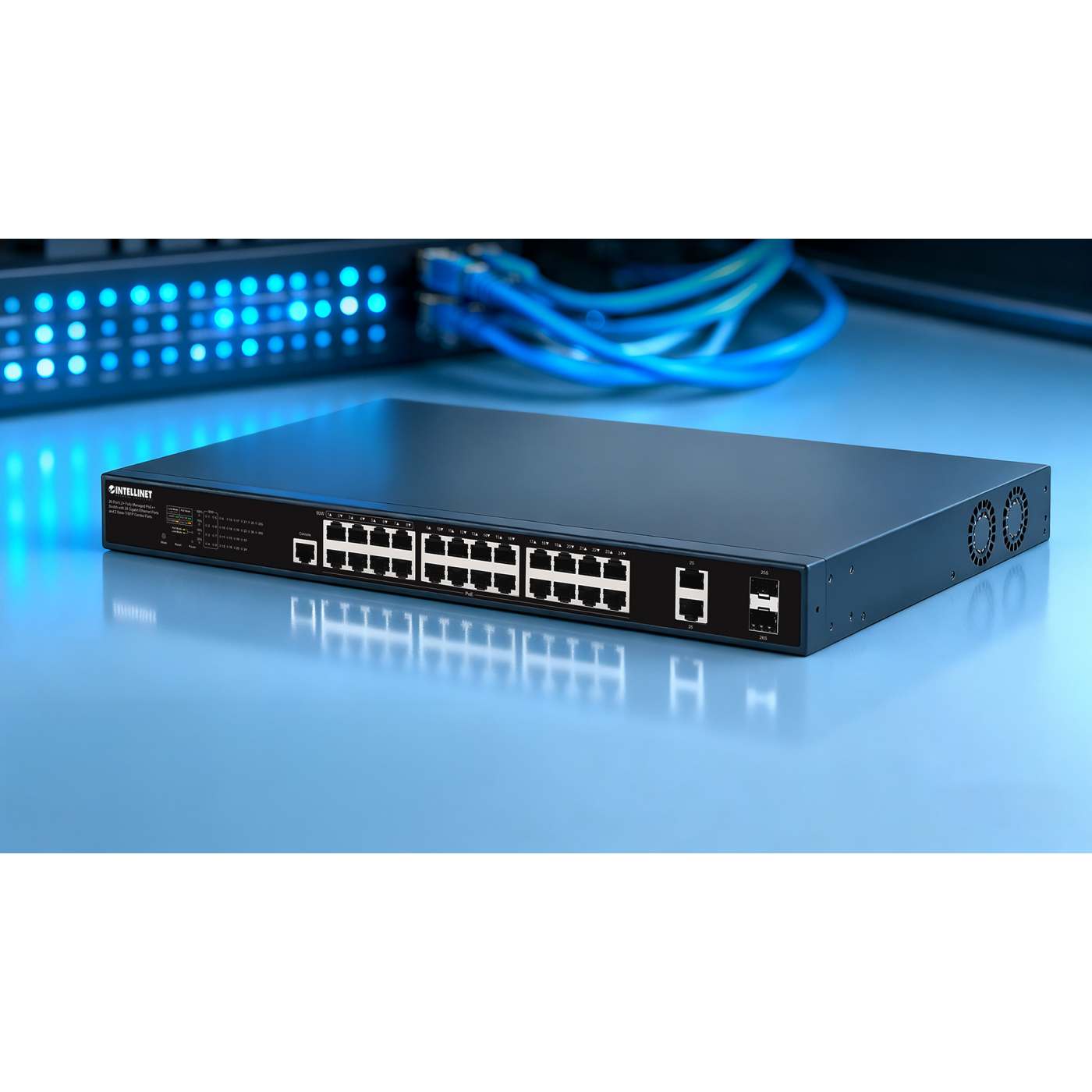 26-Port L2+ Fully Managed PoE++ Switch with 24 Gigabit Ethernet Ports and 2 Base-T/SFP Combo Ports Image 8