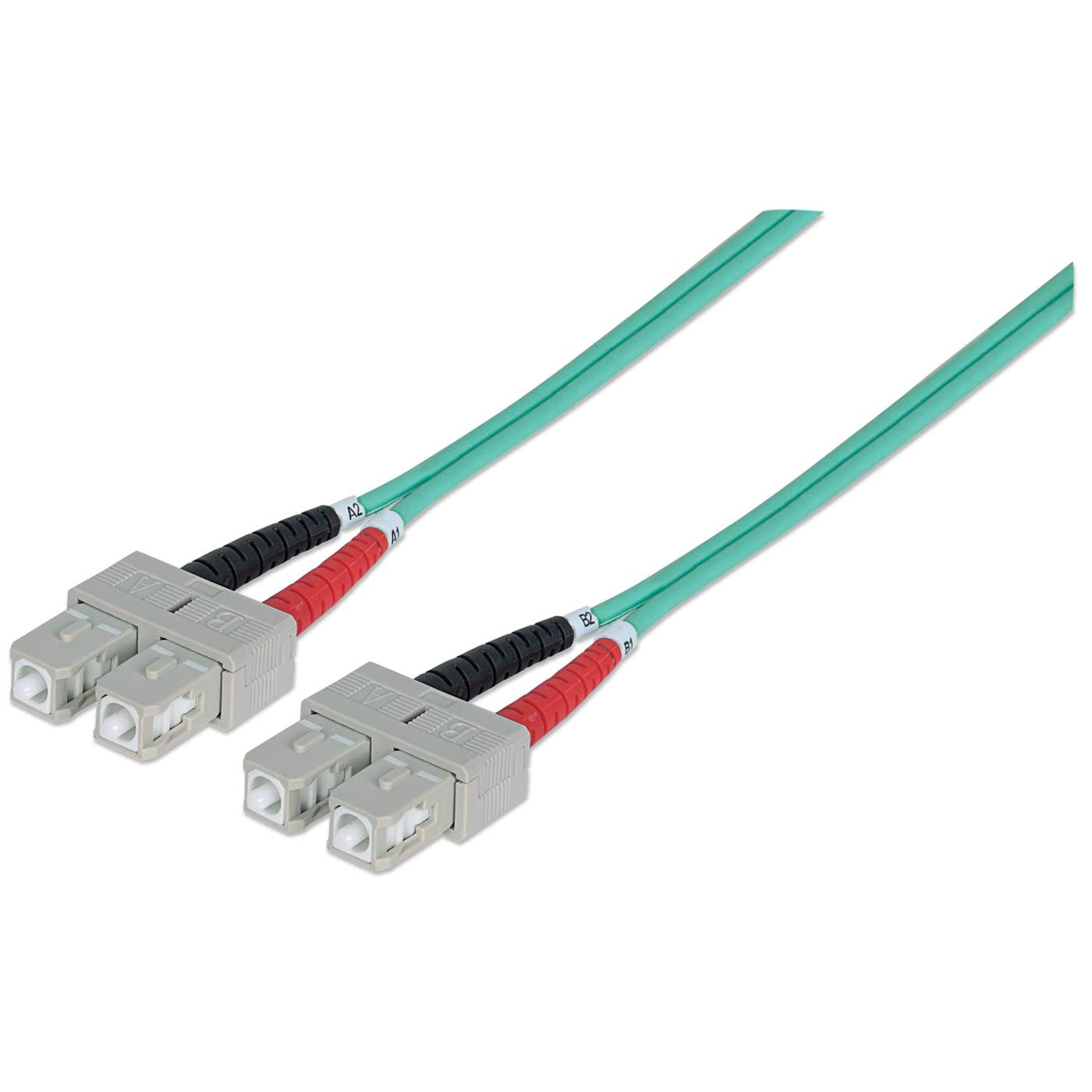 3 m SC to SC UPC Fiber Optic Patch Cable, 3.0 mm, Duplex, LSZH, OM3 Multimode, Aqua Image 1