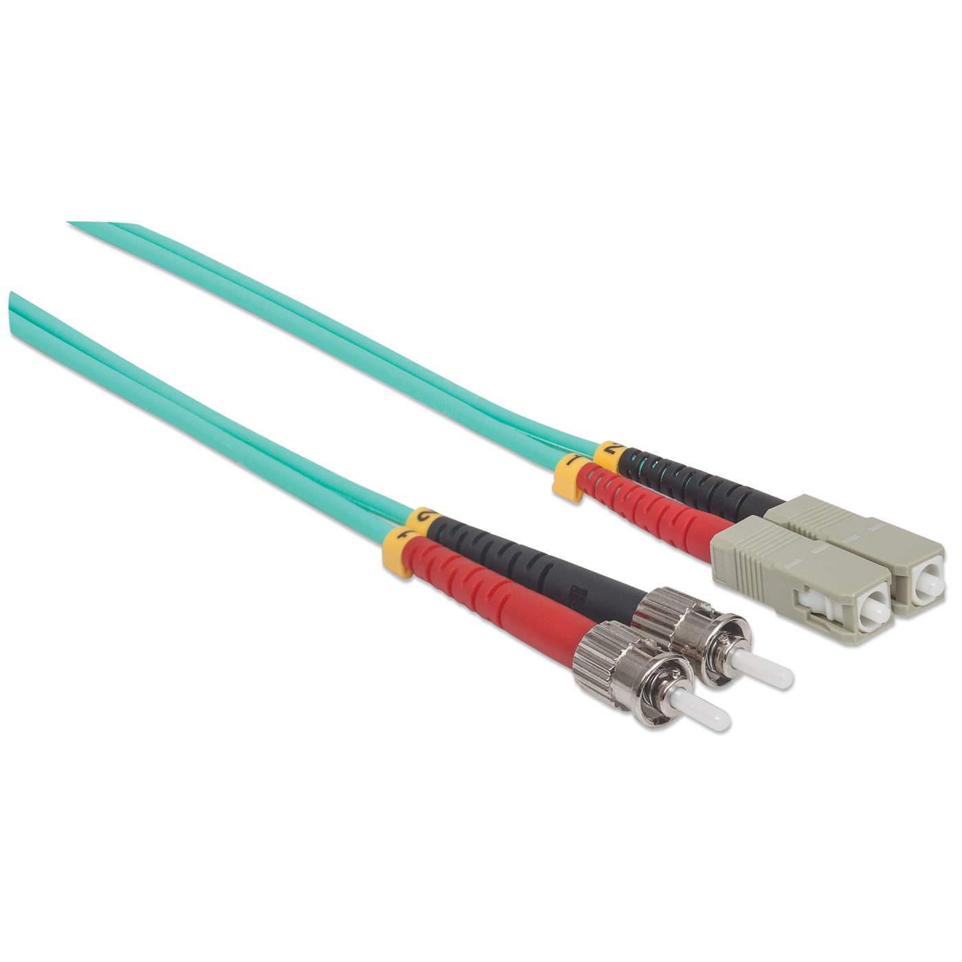 3 m ST to SC UPC Fiber Optic Patch Cable, 3.0 mm, Duplex, LSZH, OM3 Multimode, Aqua Image 3