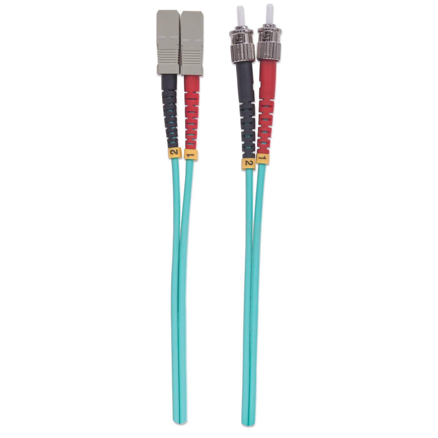 3 m ST to SC UPC Fiber Optic Patch Cable, 3.0 mm, Duplex, LSZH, OM3 Multimode, Aqua Image 5