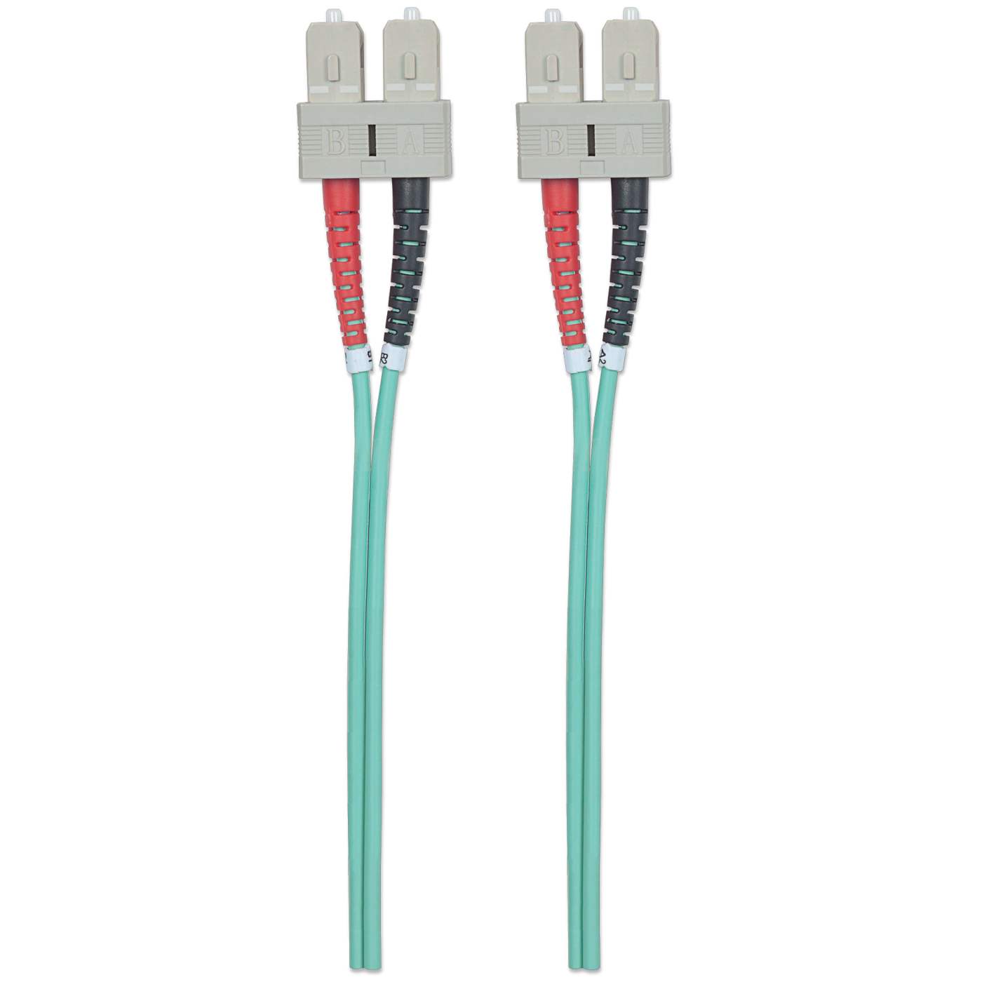 5 m SC to SC UPC Fiber Optic Patch Cable, 3.0 mm, Duplex, LSZH, OM3 Multimode, Aqua Image 5