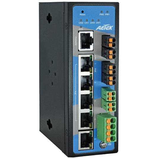 Industrial L2 Managed PRO 4-Port Gigabit PoE+ Switch with 12V/24VDC Output, 12-48VDC Input |  120W