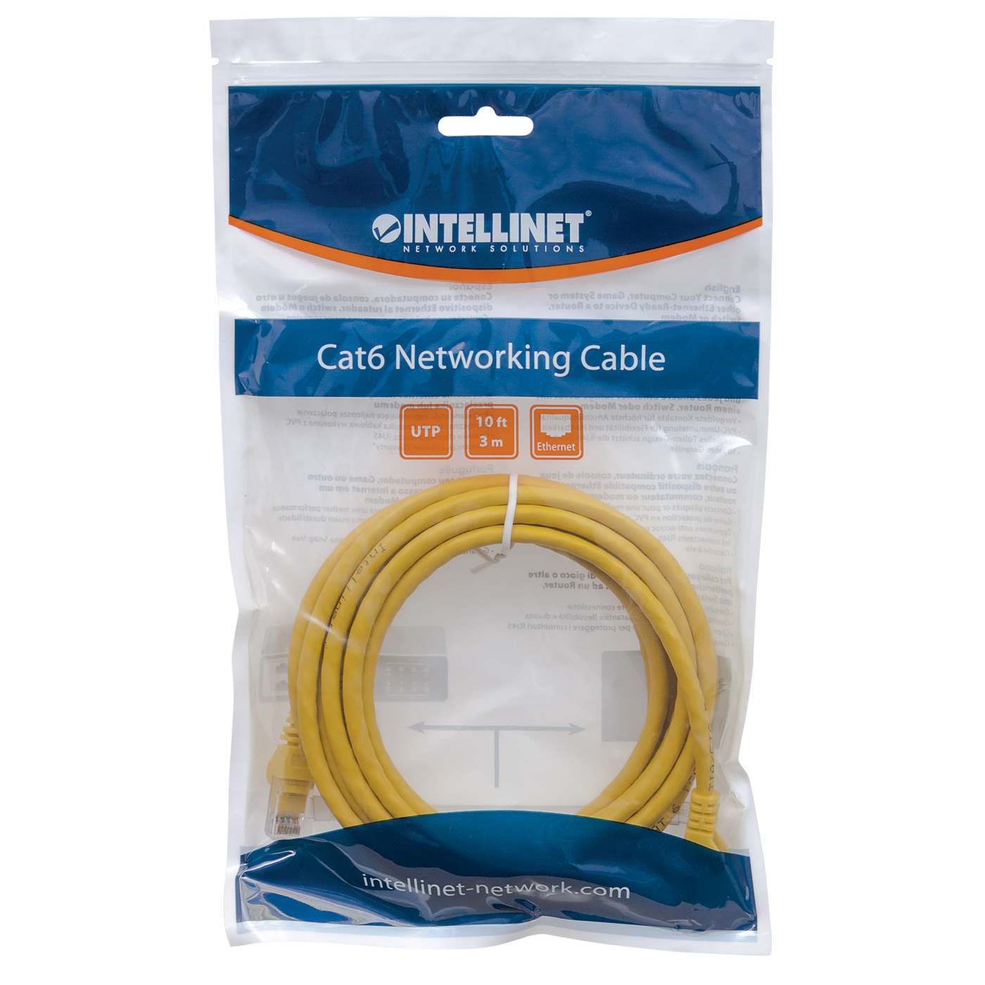 Cat6 U/UTP Network Patch Cable, 23 m (75 ft.), Yellow Packaging Image 2