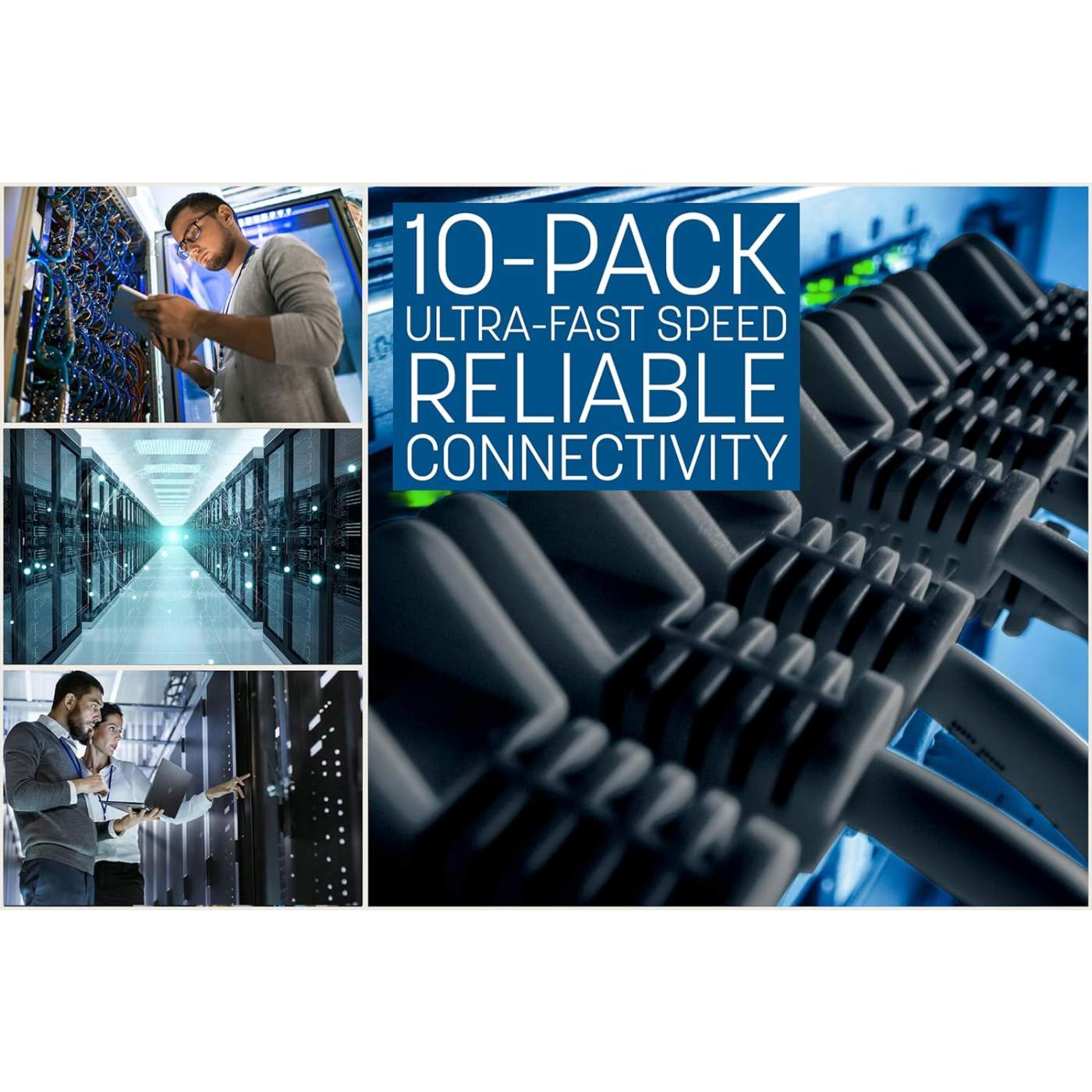 Cat6 U/UTP Slim Network Patch Cable, 3 ft., Black, 10-Pack Image 11