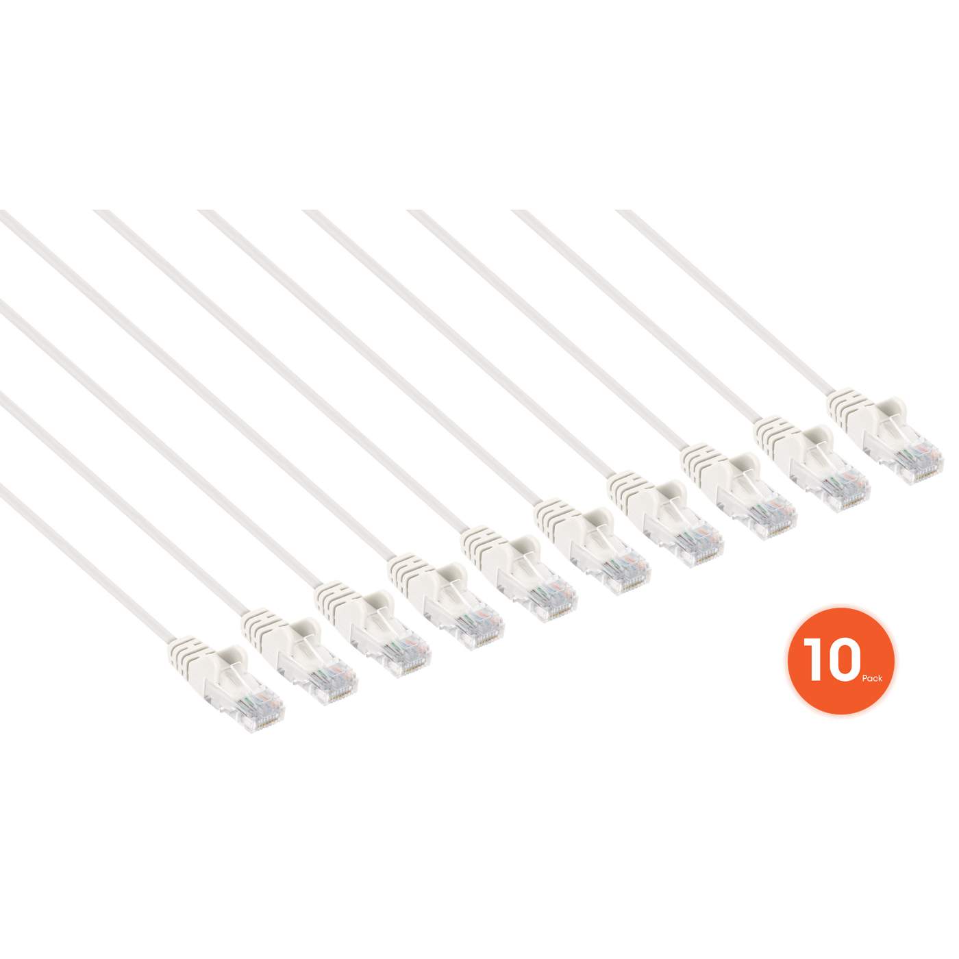 Cat6 U/UTP Slim Network Patch Cable, 5 ft., White, 10-Pack Image 2