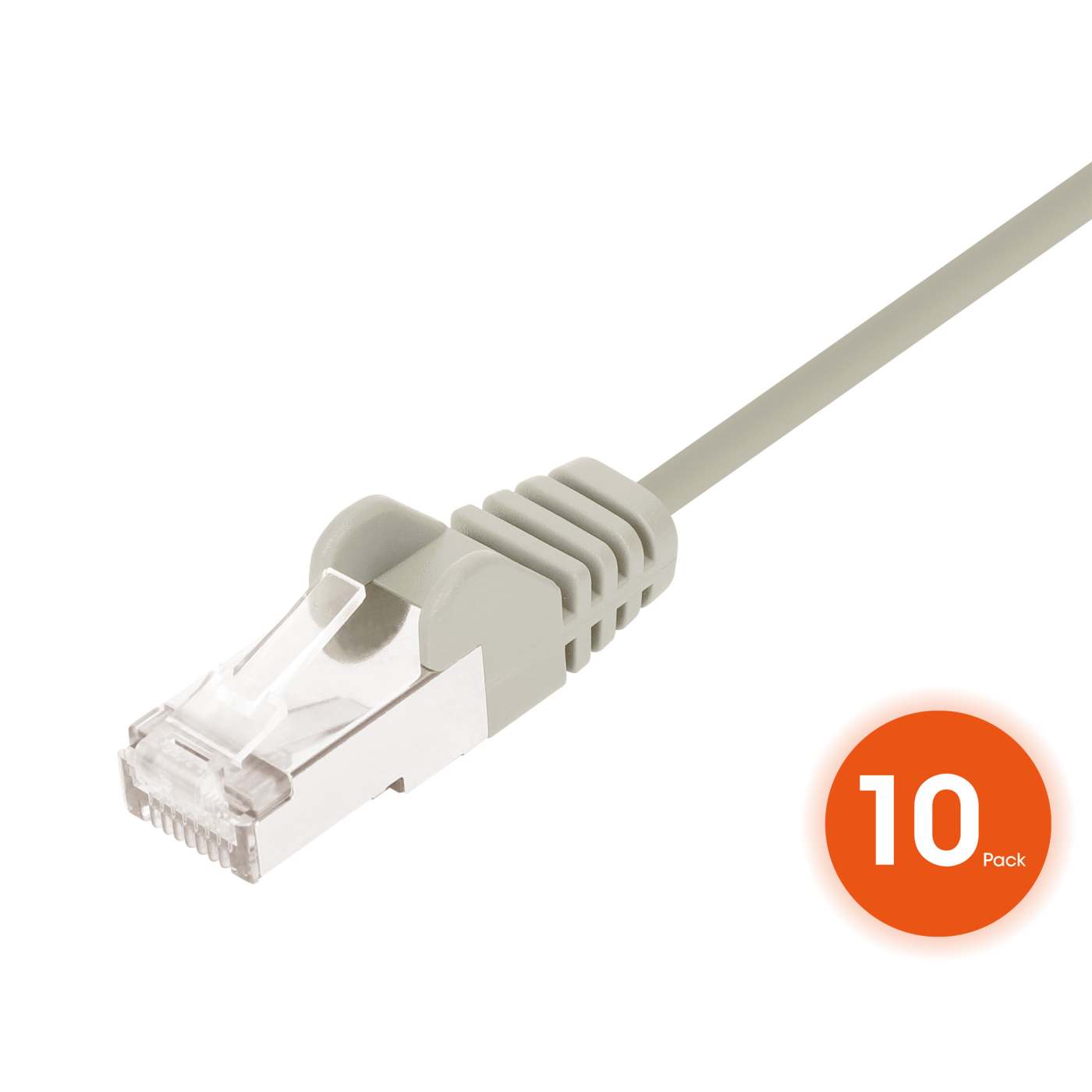 Cat8.1 U/FTP Slim Network Patch Cable, 14 ft., Gray, 10-Pack Image 3