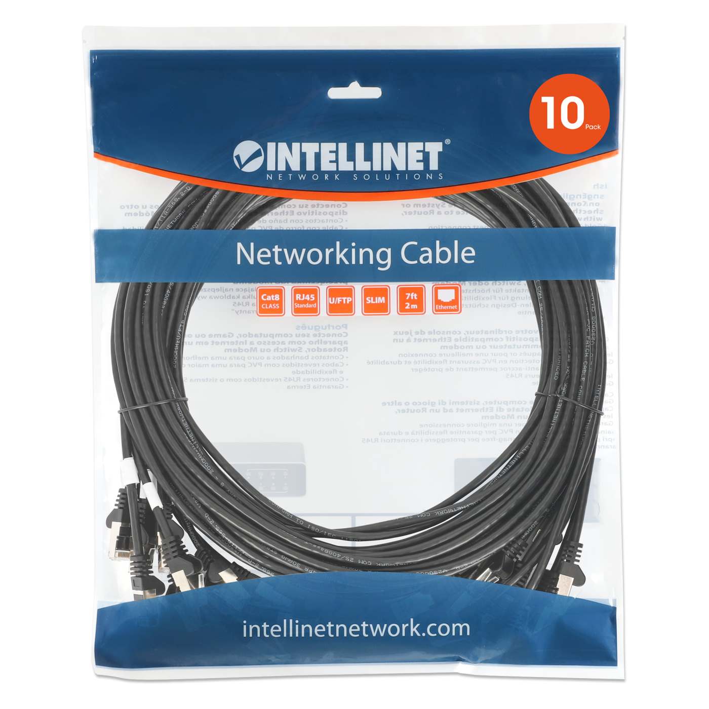 Cat8.1 U/FTP Slim Network Patch Cable, 3 ft., Black, 10-Pack Image 8