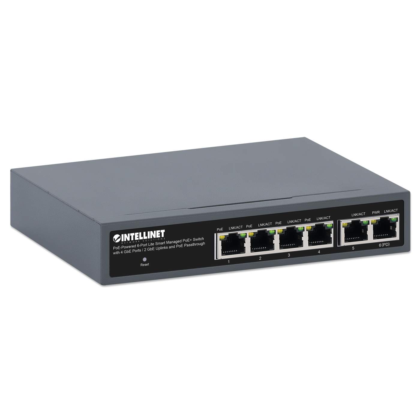 PoE-Powered 6-Port Lite Smart Managed PoE+ Switch with 4 GbE Ports / 2 GbE Uplinks and PoE Passthrough Image 3