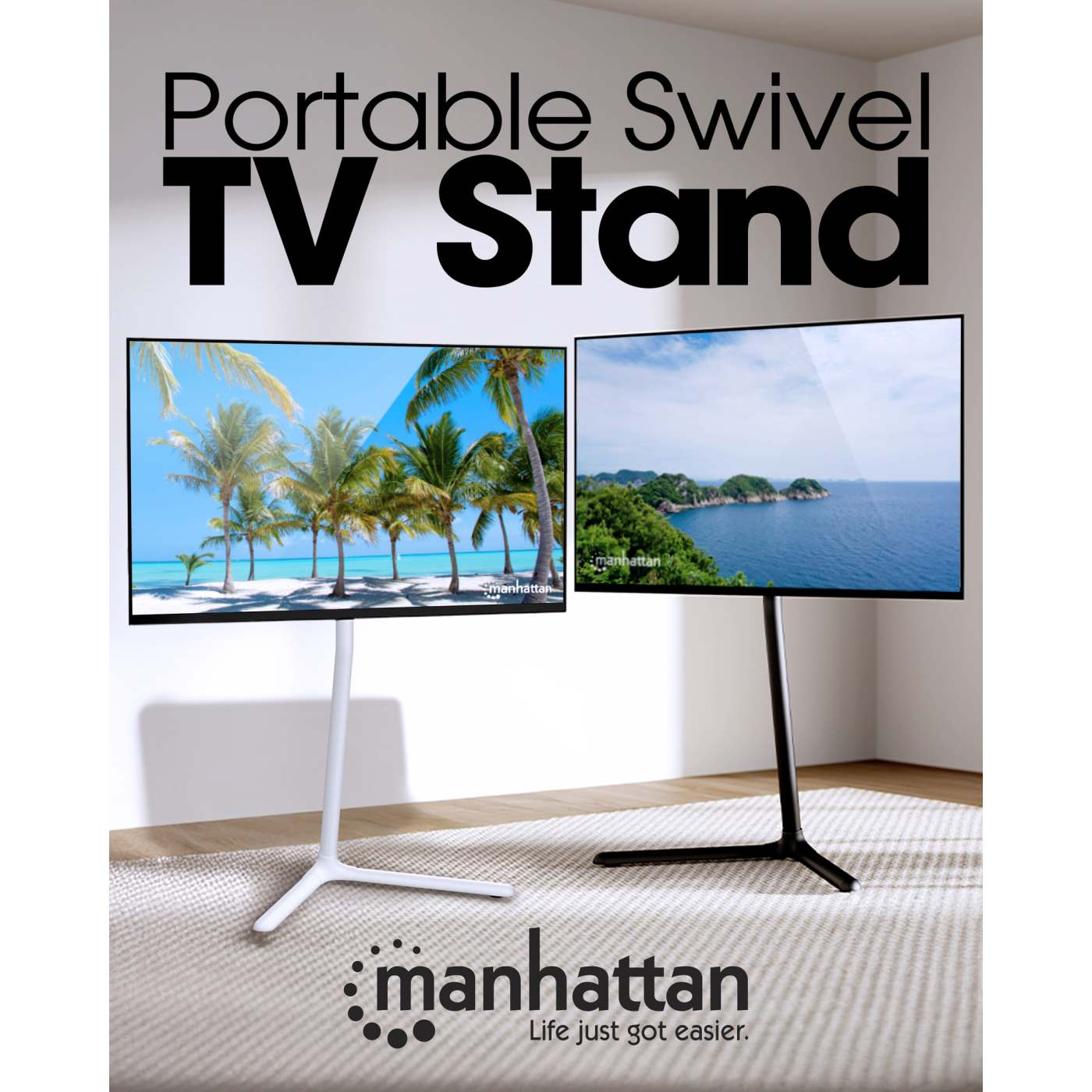 Portable Height-Adjustable Swivel TV Stand Image 13
