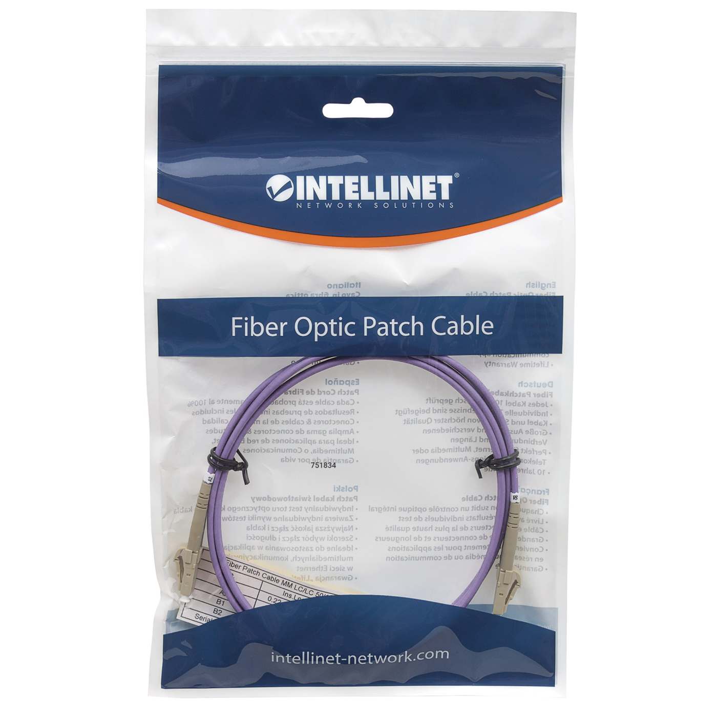 0.5 m LC to LC UPC Fiber Optic Patch Cable, 2.0 mm, Duplex, OFNR, OM4 Multimode, Violet Image 5