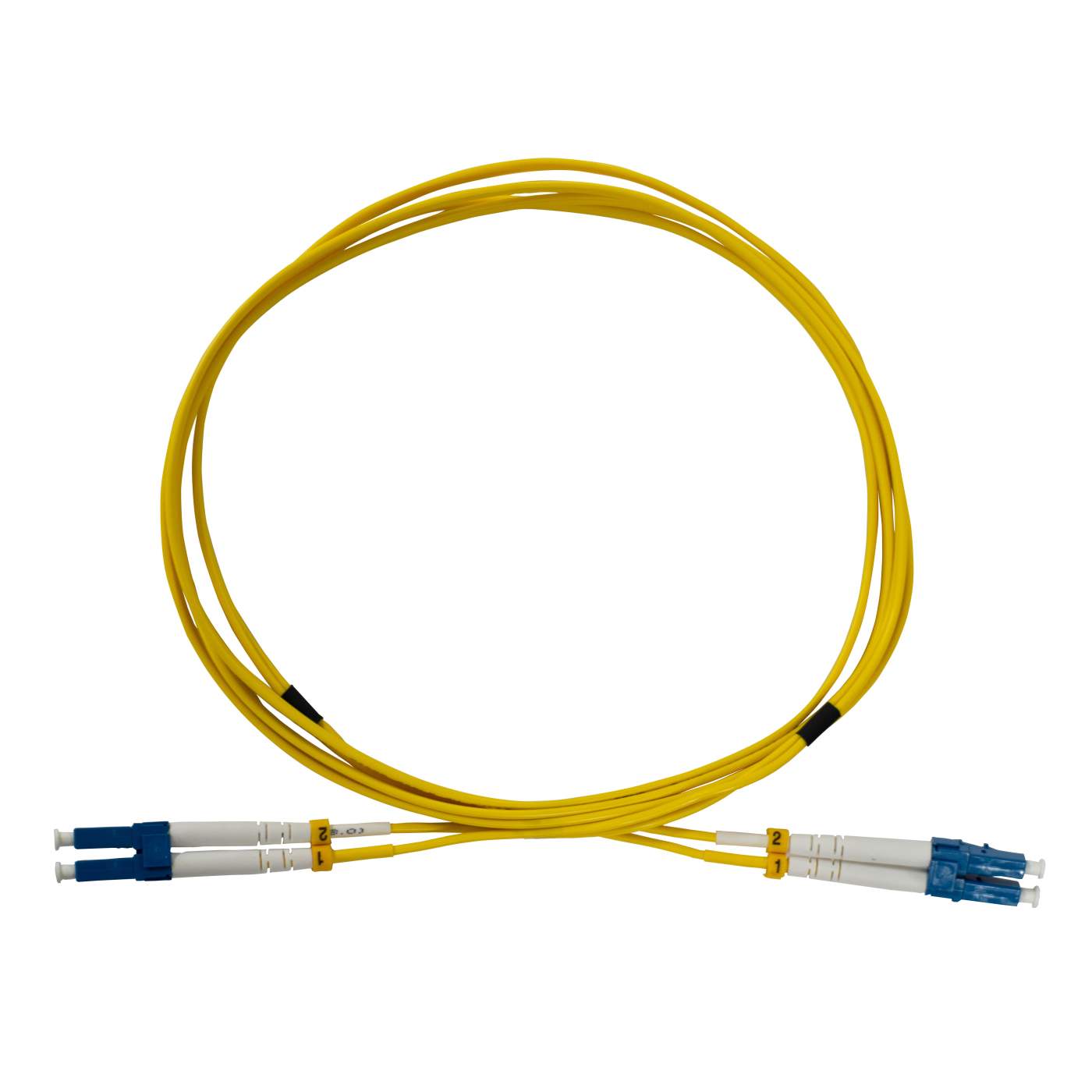 0.5 m LC to LC UPC Fiber Optic Patch Cable, 2.0 mm, Duplex, OFNR, Singlemode BIF, Yellow Image 4