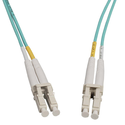 1 m LC to LC UPC Fiber Optic Patch Cable, 2.0 mm, Duplex, OFNR, OM3 Multimode, Aqua Image 2