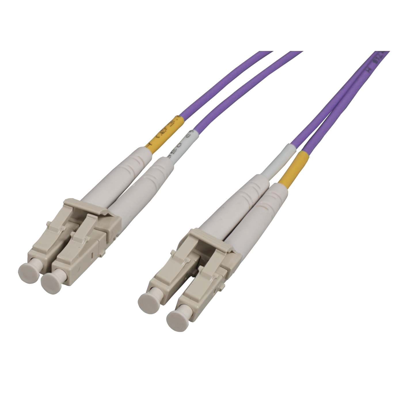 1 m LC to LC UPC Fiber Optic Patch Cable, 2.0 mm, Duplex, OFNR, OM4 Multimode, Violet Image 1