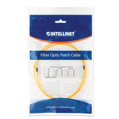 1 m LC to LC UPC Fiber Optic Patch Cable, 2.0 mm, Duplex, OFNR, Singlemode BIF, Yellow Packaging Image 2