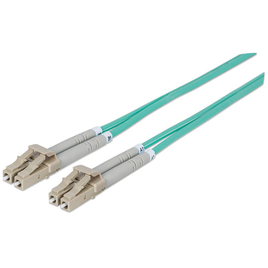 1 m LC to LC UPC Fiber Optic Patch Cable, 3.0 mm, Duplex, LSZH, OM3 Multimode, Aqua Image 1
