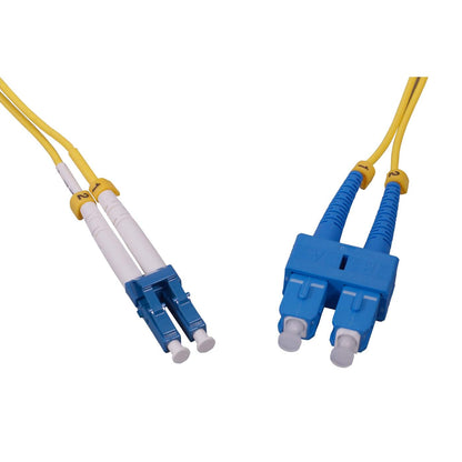 1 m LC to SC UPC Fiber Optic Patch Cable, 2.0 mm, Duplex, OFNR, Singlemode BIF, Yellow Image 2