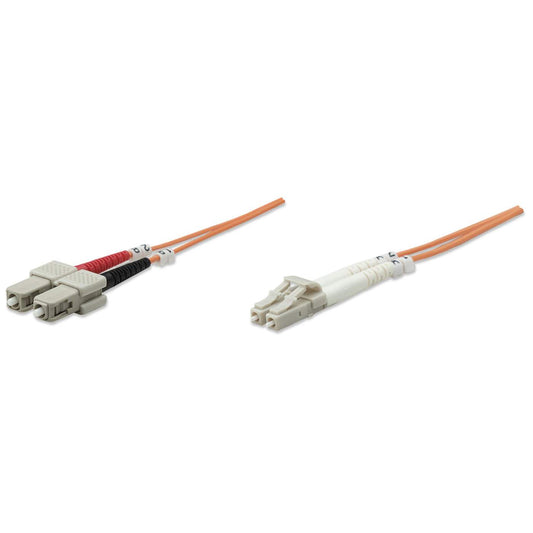 1 m LC to SC UPC Fiber Optic Patch Cable, 3.0 mm, Duplex, LSZH, OM1 Multimode, Orange Image 1