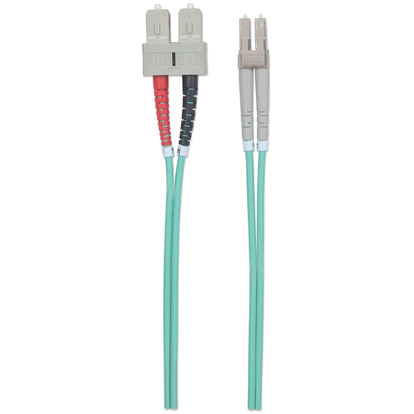 1 m LC to SC UPC Fiber Optic Patch Cable, 3.0 mm, Duplex, LSZH, OM3 Multimode, Aqua Image 5