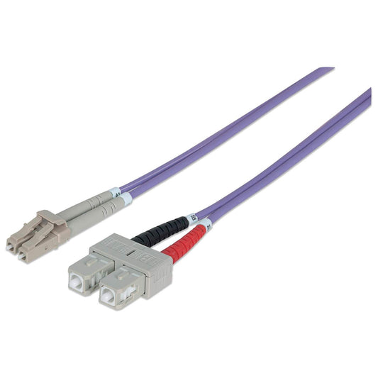 1 m LC to SC UPC Fiber Optic Patch Cable, 3.0 mm, Duplex, LSZH, OM4 Multimode, Violet Image 1