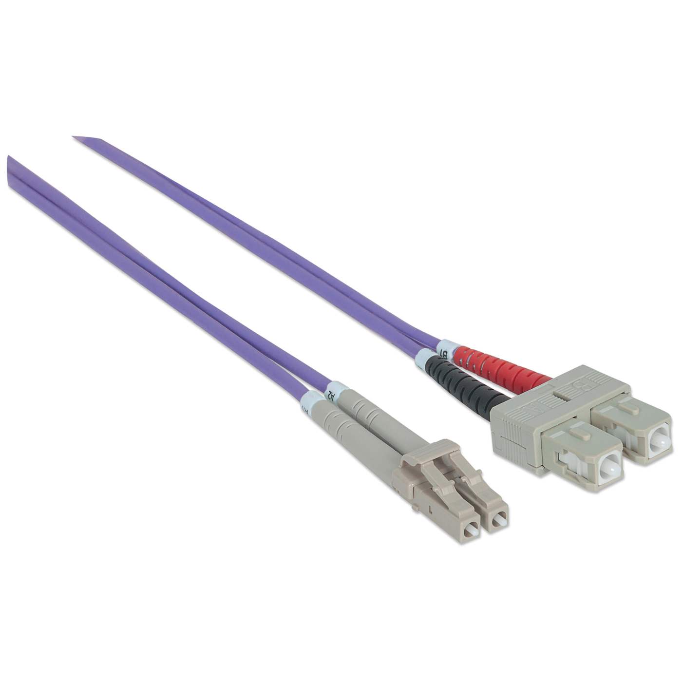 1 m LC to SC UPC Fiber Optic Patch Cable, 3.0 mm, Duplex, LSZH, OM4 Multimode, Violet Image 3