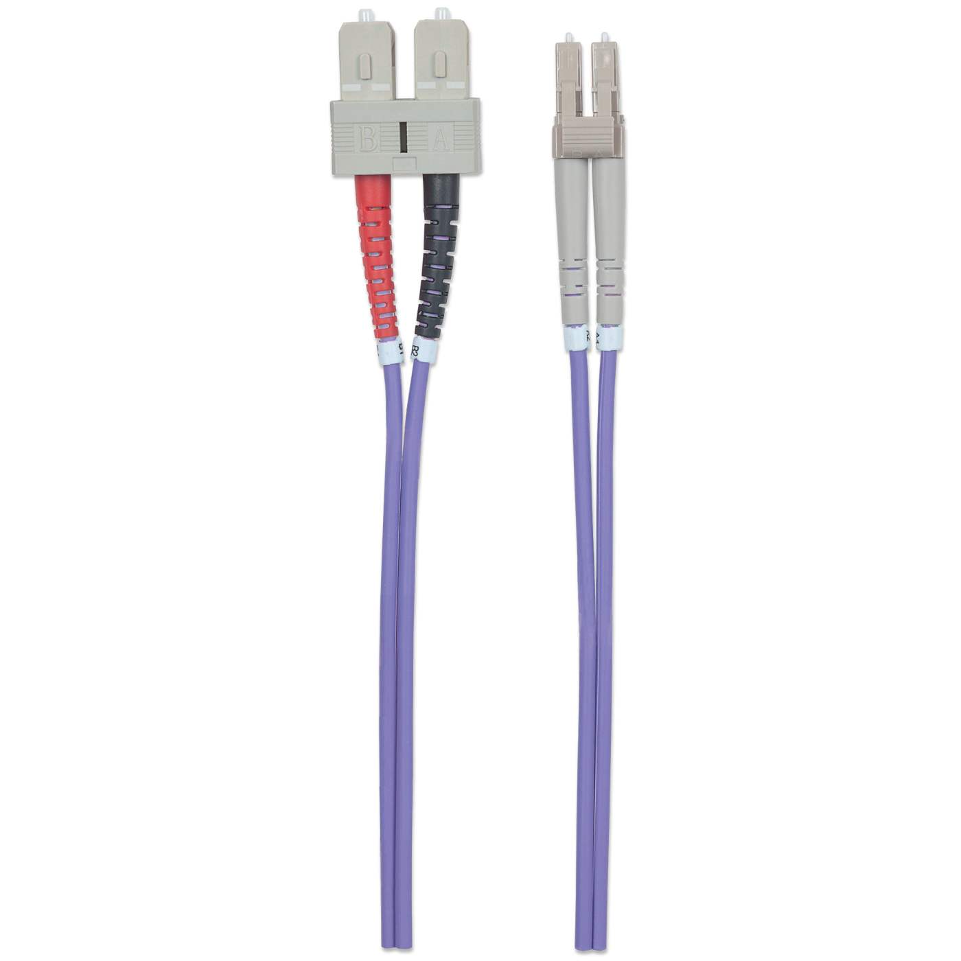 1 m LC to SC UPC Fiber Optic Patch Cable, 3.0 mm, Duplex, LSZH, OM4 Multimode, Violet Image 5