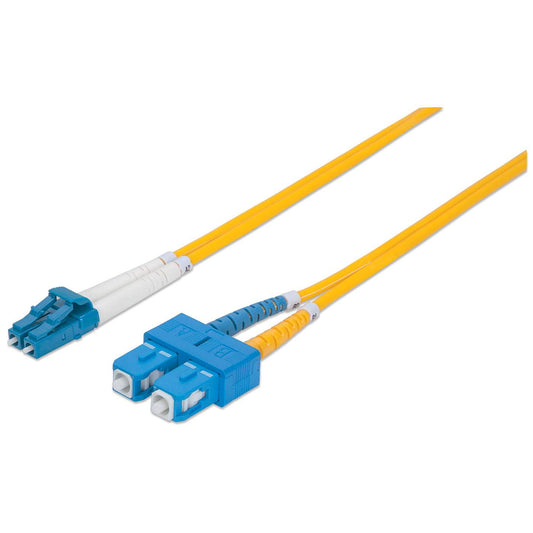 1 m LC to SC UPC Fiber Optic Patch Cable, 3.0 mm, Duplex, LSZH, OS2 Singlemode, Yellow Image 1