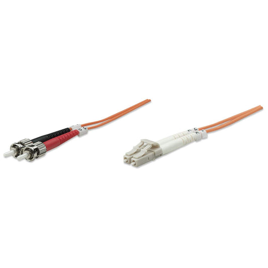 1 m LC to ST UPC Fiber Optic Patch Cable, 3.0 mm, Duplex, LSZH, OM1 Multimode, Orange Image 1