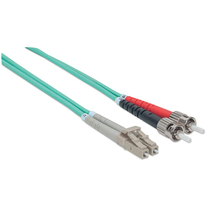 1 m LC to ST UPC Fiber Optic Patch Cable, 3.0 mm, Duplex, LSZH, OM3 Multimode, Aqua Image 3