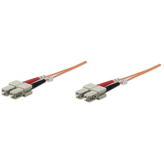 1 m SC to SC UPC Fiber Optic Patch Cable, 3.0 mm, Duplex, LSZH, OM1 Multimode, Orange Image 1