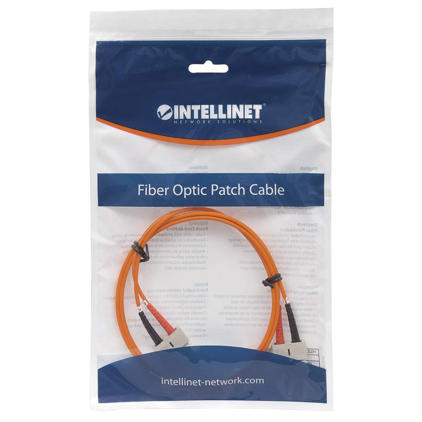 1 m SC to SC UPC Fiber Optic Patch Cable, 3.0 mm, Duplex, LSZH, OM1 Multimode, Orange Packaging Image 2