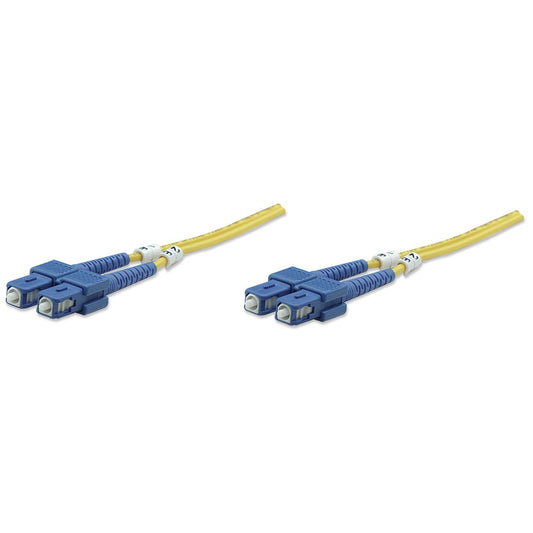 1 m SC to SC UPC Fiber Optic Patch Cable, 3.0 mm, Duplex, LSZH, OS2 Singlemode, Yellow Image 1