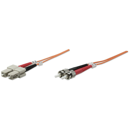 1 m ST to SC UPC Fiber Optic Patch Cable, 3.0 mm, Duplex, LSZH, OM1 Multimode, Orange Image 1
