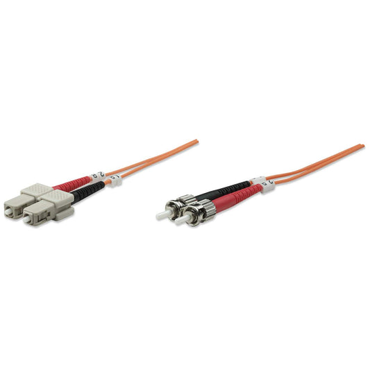 1 m ST to SC UPC Fiber Optic Patch Cable, 3.0 mm, Duplex, LSZH, OM2 Multimode, Orange Image 1