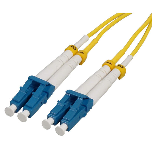 10 m LC to LC UPC Fiber Optic Patch Cable, 2.0 mm, Duplex, OFNR, Singlemode BIF, Yellow Image 1