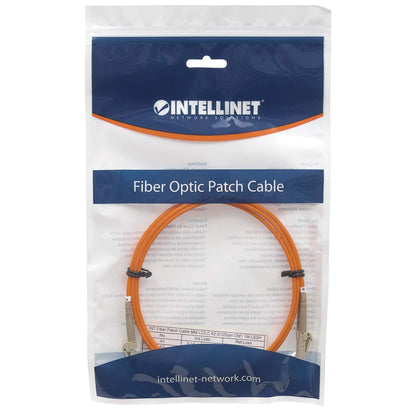 10 m LC to LC UPC Fiber Optic Patch Cable, 3.0 mm, Duplex, LSZH, OM1 Multimode, Orange Packaging Image 2