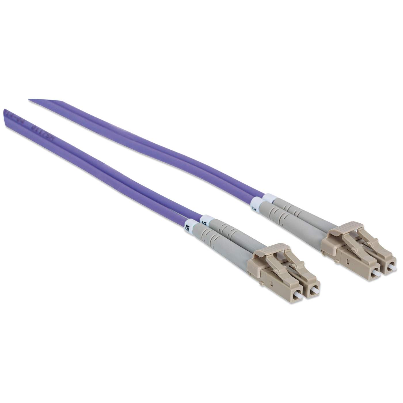 10 m LC to LC UPC Fiber Optic Patch Cable, 3.0 mm, Duplex, LSZH, OM4 Multimode, Violet Image 3