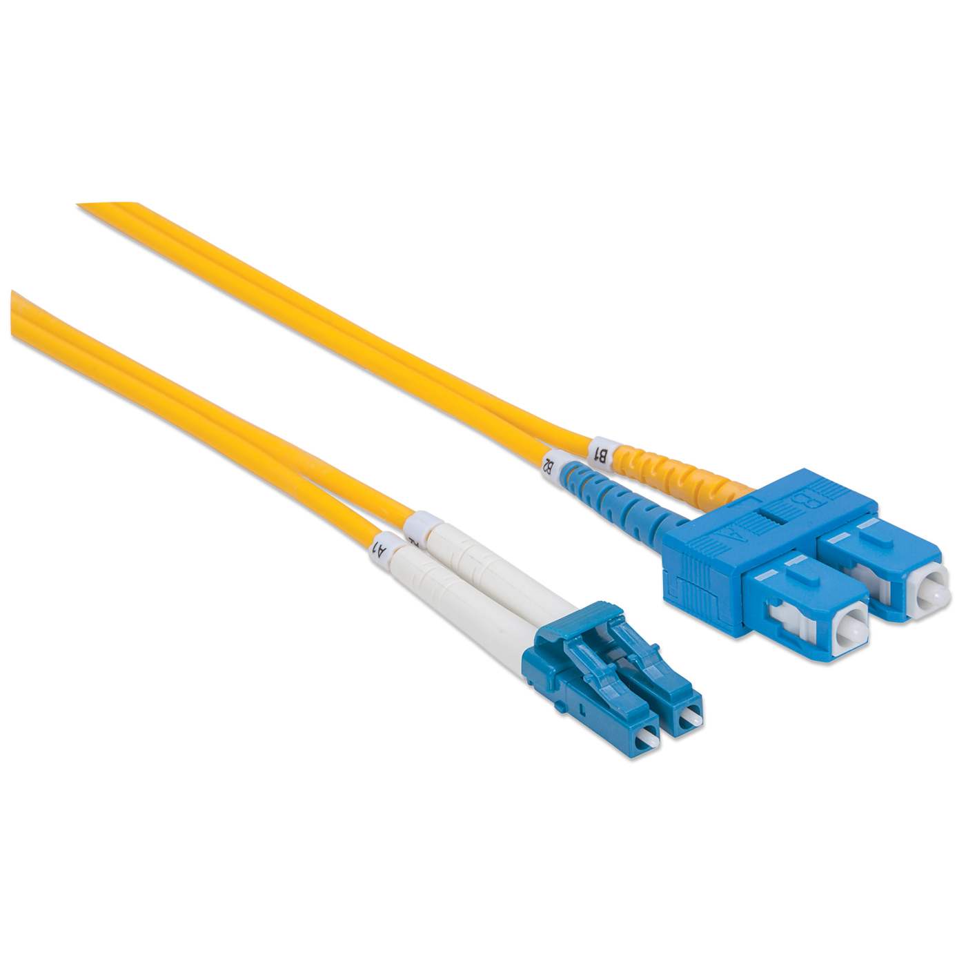 10 m LC to SC UPC Fiber Optic Patch Cable, 3.0 mm, Duplex, LSZH, OS2 Singlemode, Yellow Image 3
