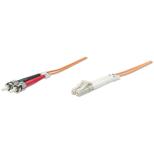 10 m LC to ST UPC Fiber Optic Patch Cable, 3.0 mm, Duplex, LSZH, OM1 Multimode, Orange Image 1