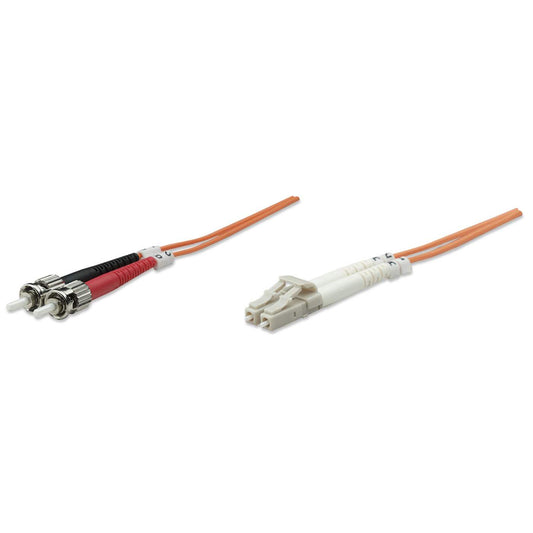 10 m LC to ST UPC Fiber Optic Patch Cable, 3.0 mm, Duplex, LSZH, OM2 Multimode, Orange Image 1