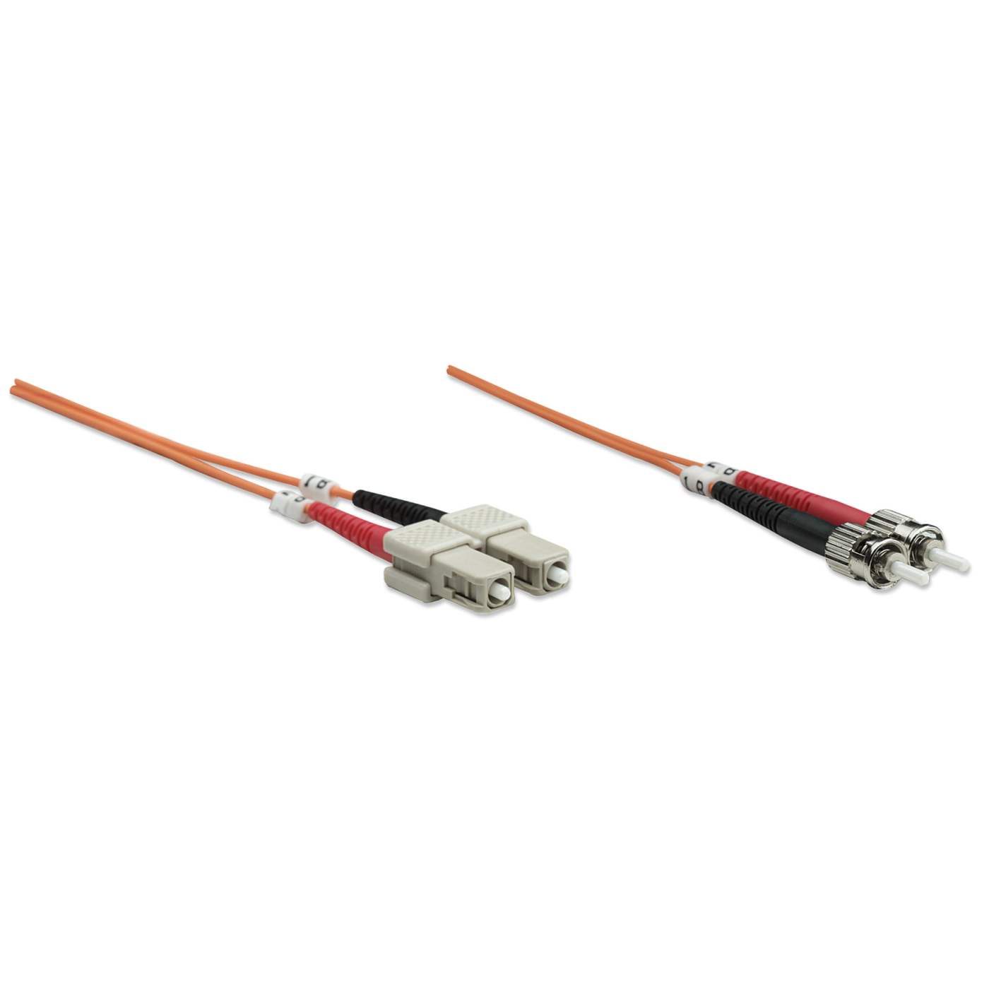 10 m ST to SC UPC Fiber Optic Patch Cable, 3.0 mm, Duplex, LSZH, OM1 Multimode, Orange Image 3