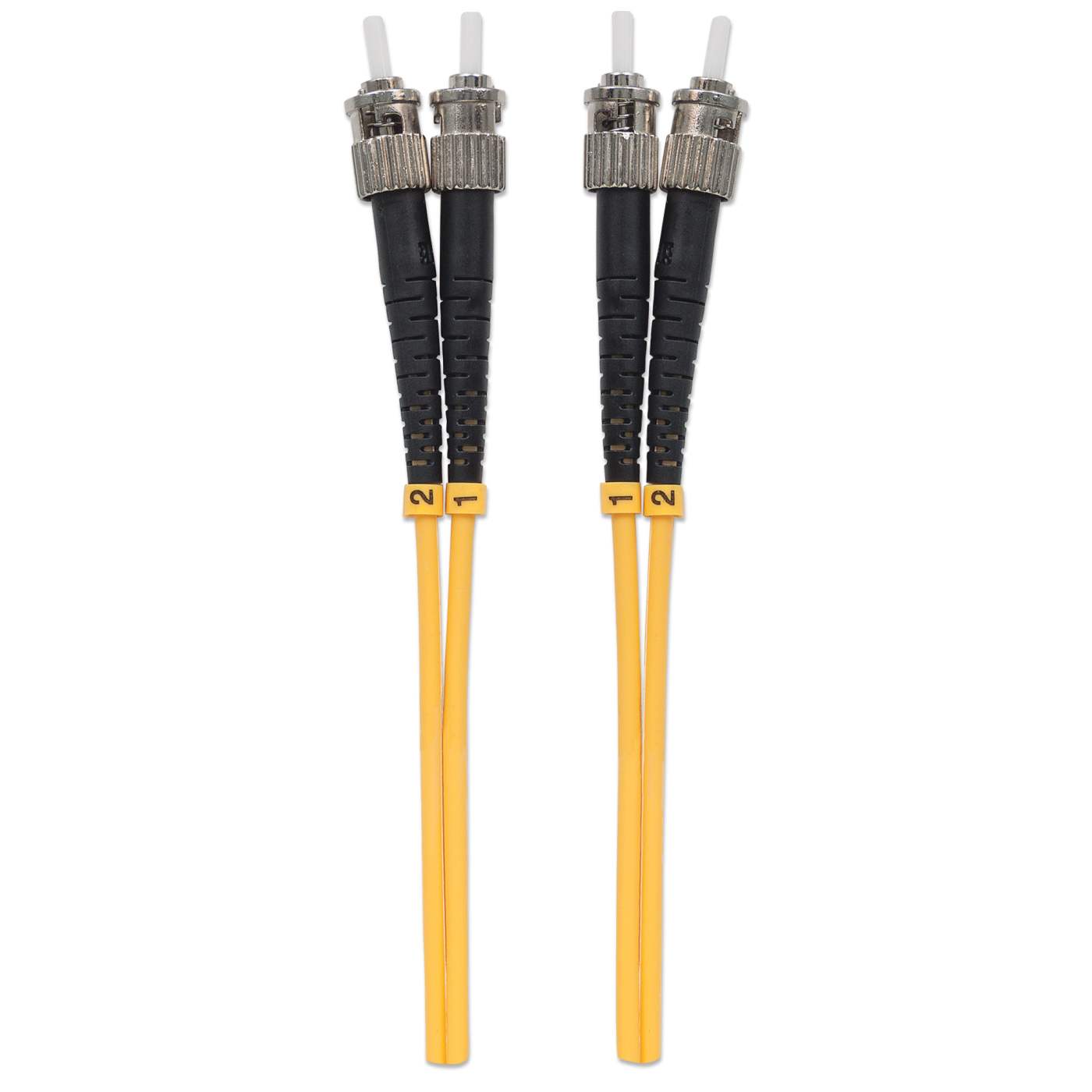 10 m ST to ST UPC Fiber Optic Patch Cable, 3.0 mm, Duplex, LSZH, OS2 Singlemode, Yellow Image 4