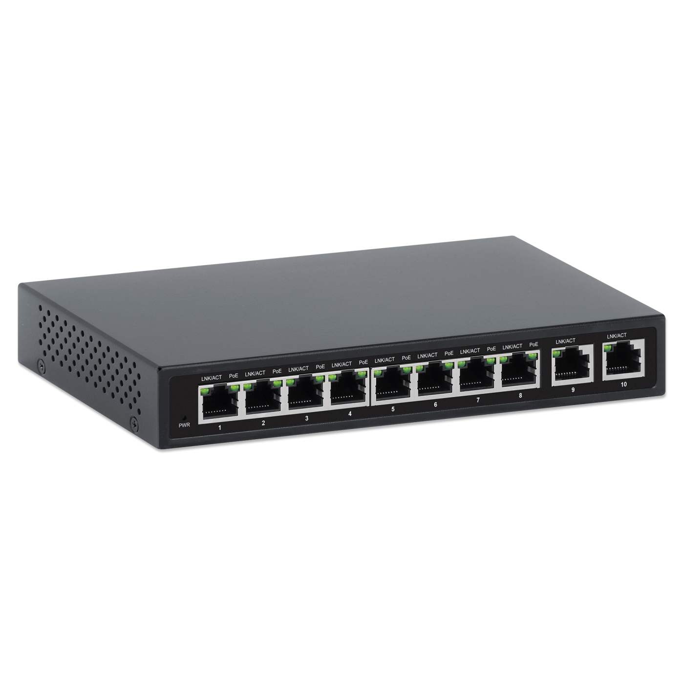 10-Port PoE+ Switch with 8 Gigabit Ethernet Ports and 2 RJ45 Gigabit Uplink Ports Image 2