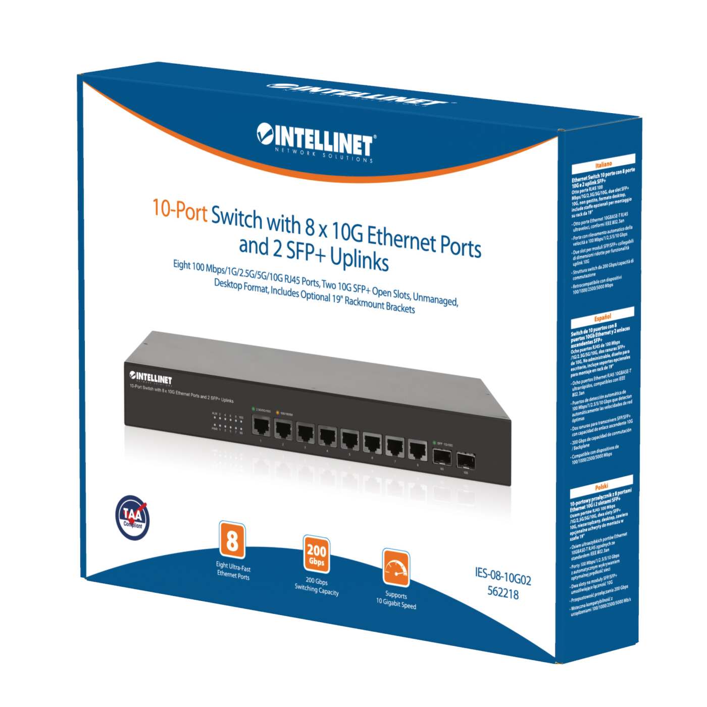 10-Port Switch with 8 x 10G Ethernet Ports and 2 SFP+ Uplinks Packaging Image 2
