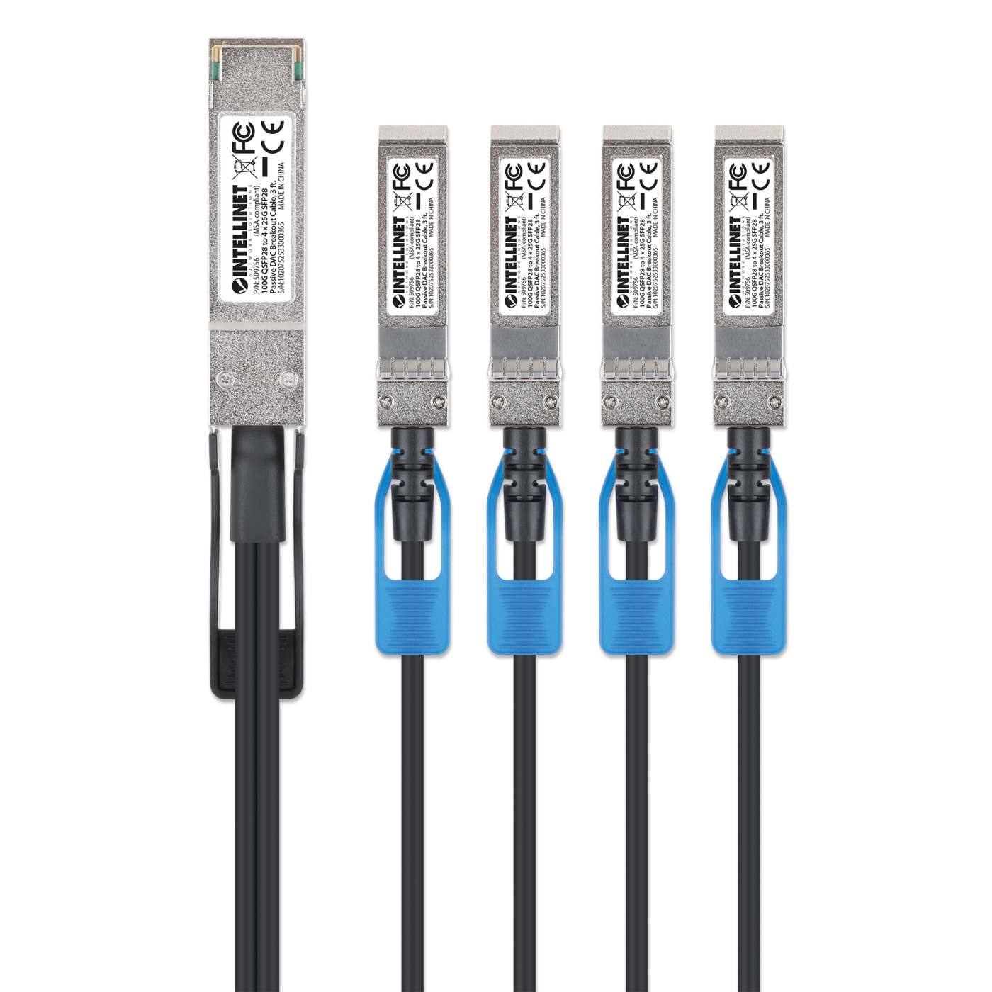100G QSFP28 to 4 x 25G SFP28 Passive DAC Breakout Cable, 3 ft. Image 4