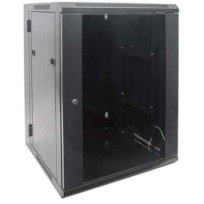 19" Double Section Wallmount Cabinet, 15U, 550 mm (21.7 in.) Depth, Black Image 2