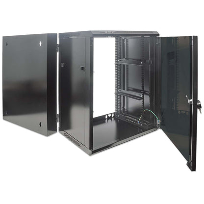 19" Double Section Wallmount Cabinet, 15U, 550 mm (21.7 in.) Depth, Black Image 7
